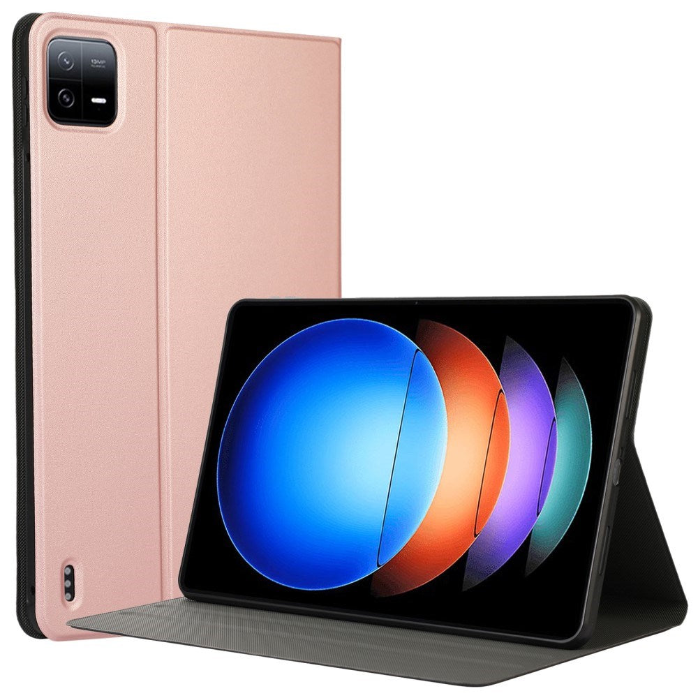 EIDERWOOD Xiaomi Pad 6S Pro Vegan Leather Tablet Flip Deksel m. Stativfunksjon - Rose Gold