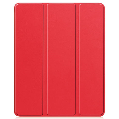 EIDERWOOD iPad Air 13" (2024) Tri-Fold Kunst Skinn Deksel med Apple Pencil Holder - Rød