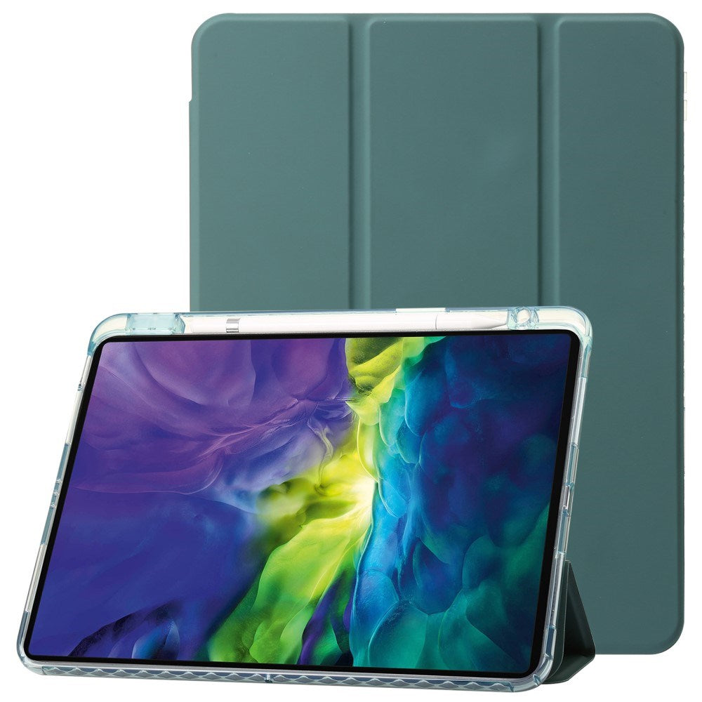 EIDERWOOD iPad Pro 13" (2024) Tri-Fold Kunst Skinn Deksel med Apple Pencil Holder - Grønn