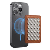 Silikon Sugekopp Mobilholder med Kunstskinn – MagSafe Kompatibel – Brun / Hvit