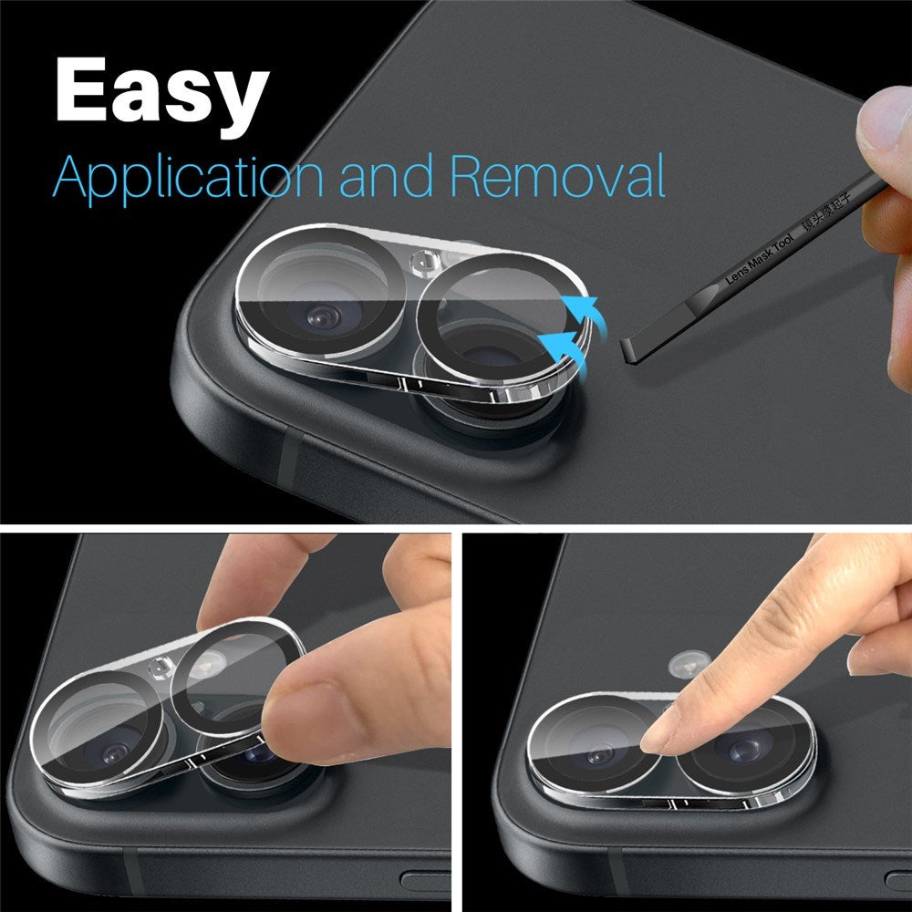 NORTHJO iPhone 16 / 16 Plus Herdet Kameralinseglass - Gjennomsiktig / Svart Kant