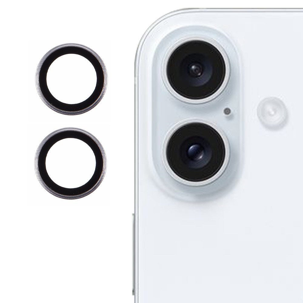 iPhone 16 / 16 Plus Beskyttelsesglass til Kameralinse - Sølv