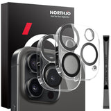NORTHJO iPhone 16 Pro / 16 Pro Max Herdet Kameralinseglass - 2 stk. - Gjennomsiktig / Svart Kant
