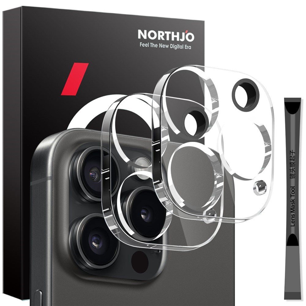 NORTHJO iPhone 16 Pro / 16 Pro Max Herdet Kameralinseglass - 2 stk. - Gjennomsiktig