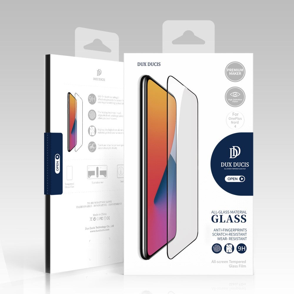 DUX Ducis OnePlus Nord 4 (5G) Full Fit Skjermbeskytter - Herdet Glass - Gjennomsiktig / Svart Kant