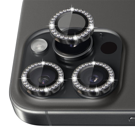 NORTHJO iPhone 16 Pro / 16 Pro Max Kameralinsebeskytter - Rhinestones - Svart
