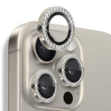 NORTHJO iPhone 16 Pro / 16 Pro Max Kameralinsebeskytter - Rhinestones - Beige