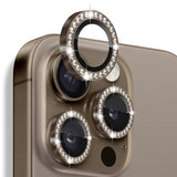 NORTHJO iPhone 16 Pro / 16 Pro Max Kameralinsebeskytter - Rhinestones - Brun