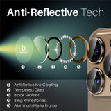 NORTHJO iPhone 16 Pro / 16 Pro Max Kameralinsebeskytter - Rhinestones - Brun