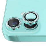NORTHJO iPhone 16 / 16 Plus Kameralinsebeskytter - Rhinestones - Turkis