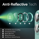 NORTHJO iPhone 16 / 16 Plus Kameralinsebeskytter - Rhinestones - Turkis