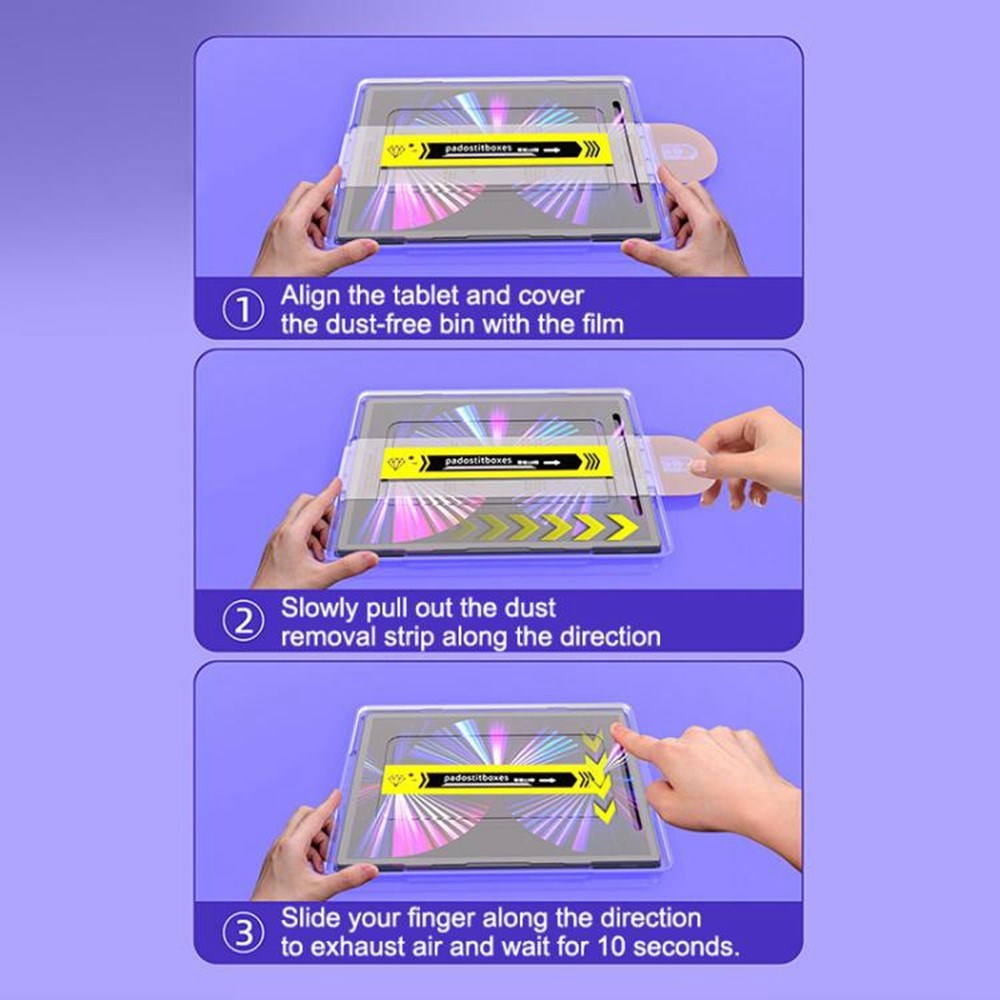 Samsung Galaxy Tab A11+ (Plus) / A9+ (Plus) Skjermbeskyttende Glass med Monteringsramme - Gjennomsiktig