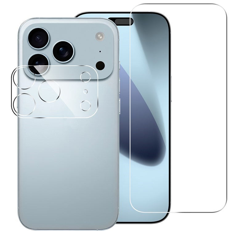 iPhone 17 Pro Max 2-i-1 Beskyttelsessett m. Herdet Skjermbeskyttelsesglass & 2 stk Kameralinsebeskyttelsesfilm - Gjennomsiktig