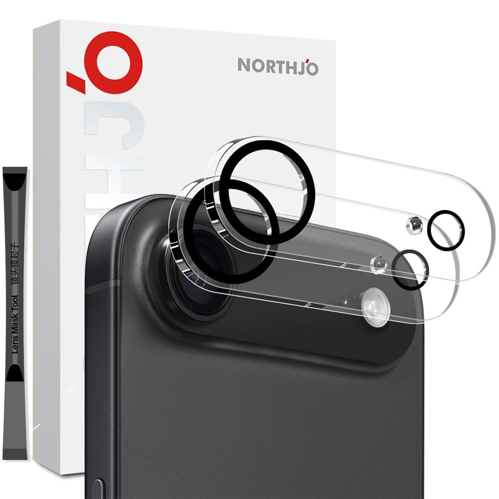 NORTHJO iPhone Air Herdet Kameralinse Glass - Gjennomsiktig / Svart Kant - 2 Stk.