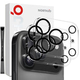 NORTHJO iPhone 17 Pro Max Herdet Kameralinse Glass - Gjennomsiktig / Svart Kant - 2 Stk.