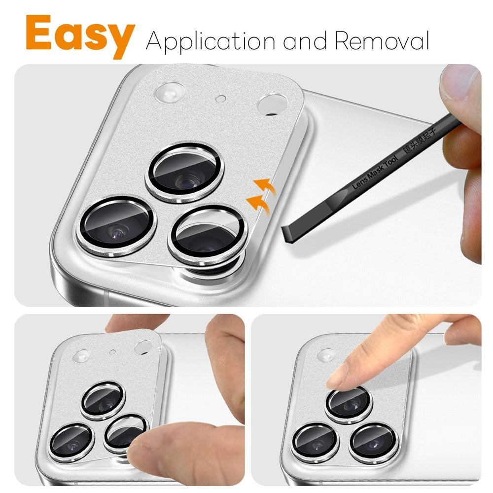 NORTHJO iPhone 17 Pro Max Kameralinsebeskyttelse - Matt Metall & Glass - Sølv