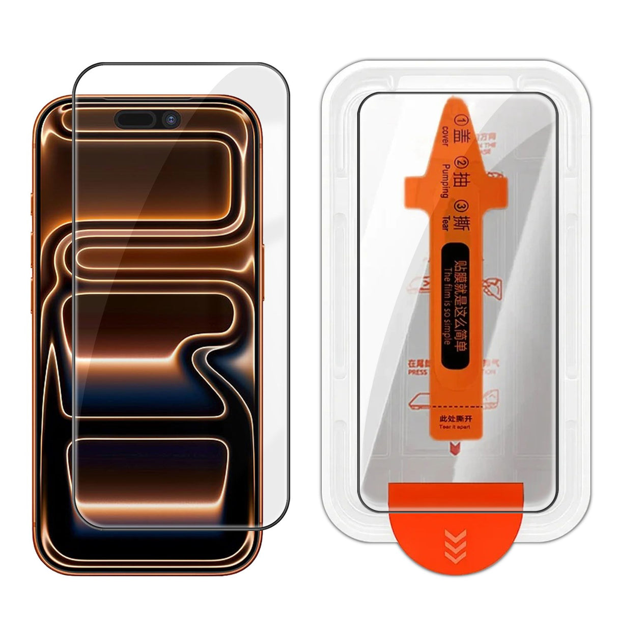 iPhone 18 Pro / 17 Pro Herdet Skjermbeskyttelsesglass m. Monteringsramme - Gjennomsiktig