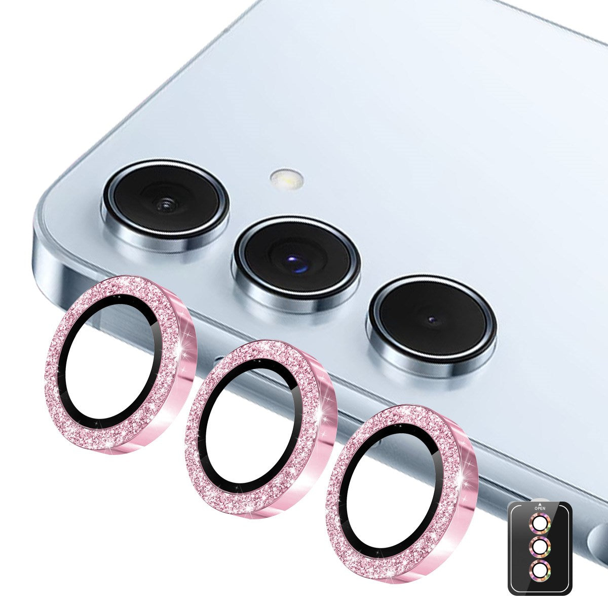 Samsung Galaxy A37 / A57 ENKAY Glitter Kameralinsebeskyttelse - Rosa