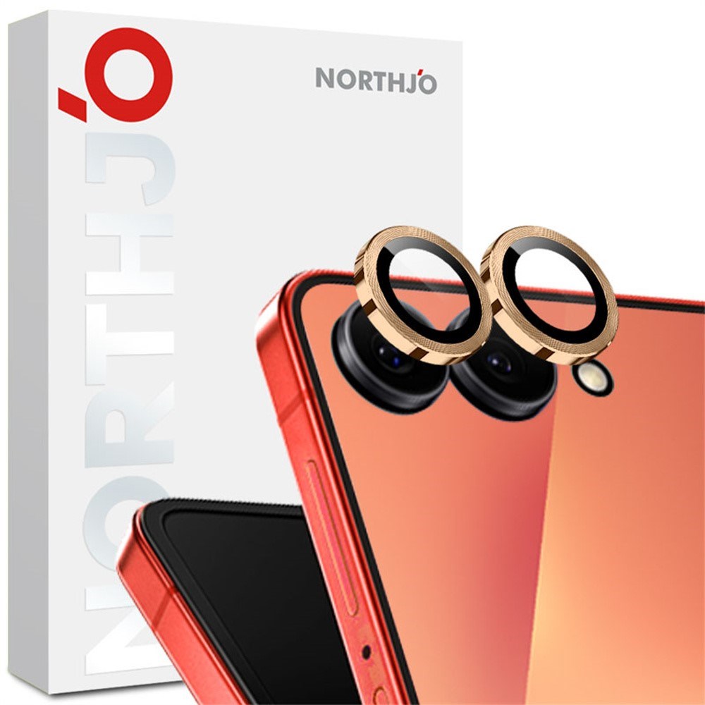 Samsung Galaxy Z Flip8 NORTHJO Kameralinsebeskyttelse - Metall & Glass - Gull