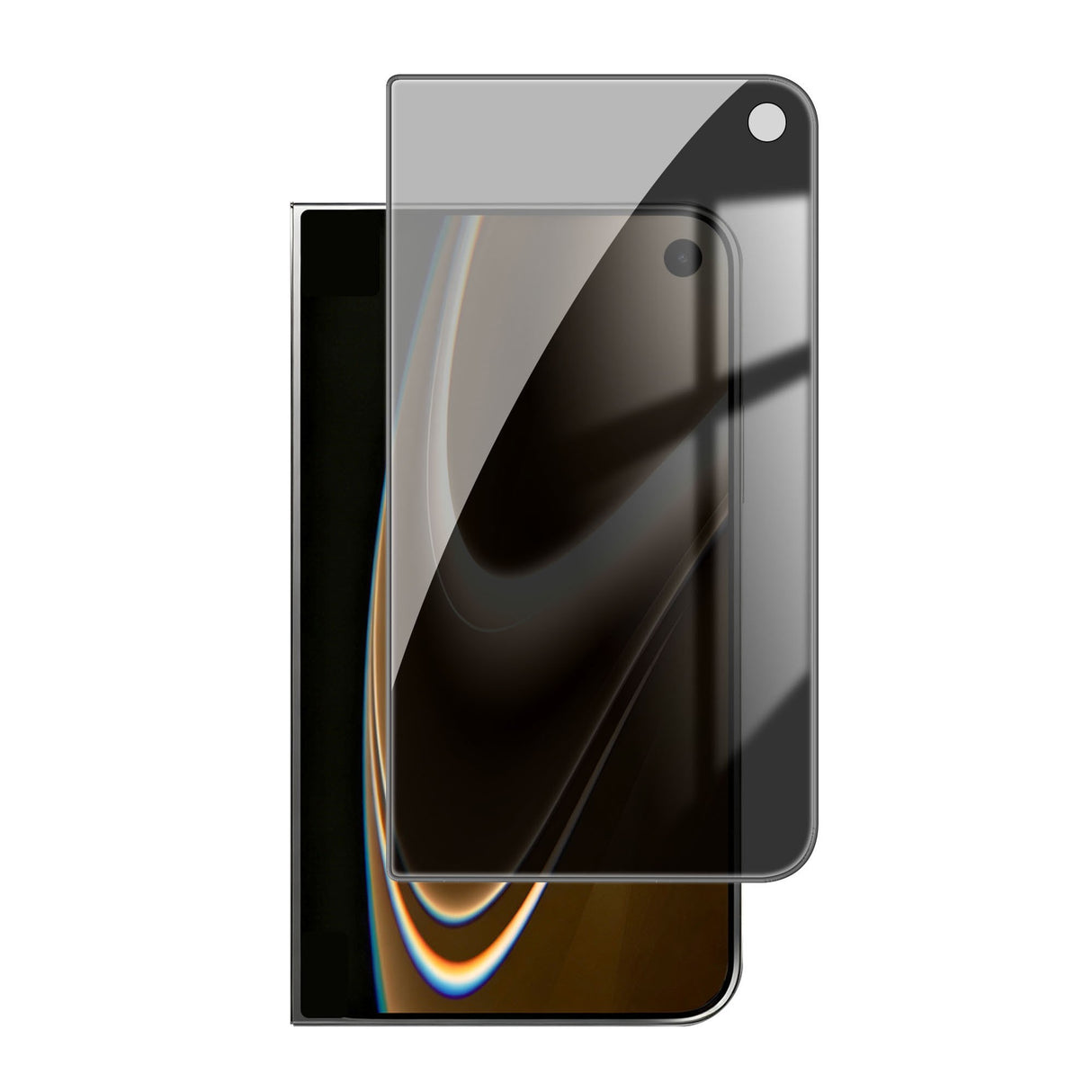 iPhone Fold Skjermbeskytter i Aluminium-Silicon Glass - Privacy Funksjon - Gjennomsiktig / Svart Kant