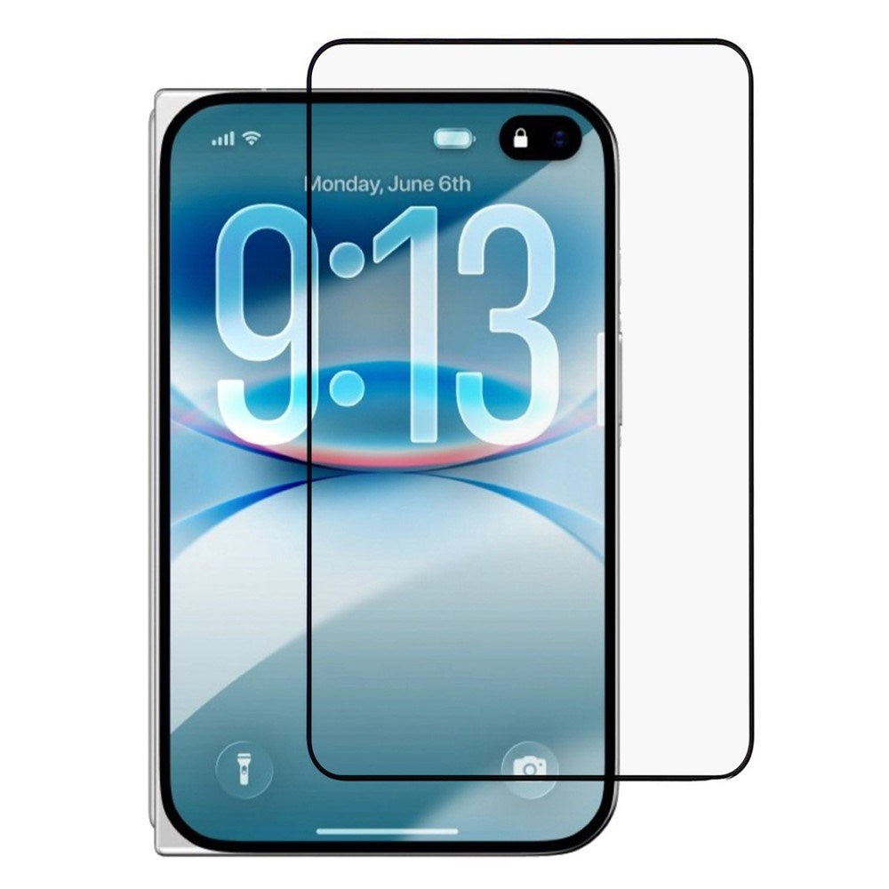 iPhone Fold Skjermbeskytter i Herdet Glass - Gjennomsiktig / Svart Kant