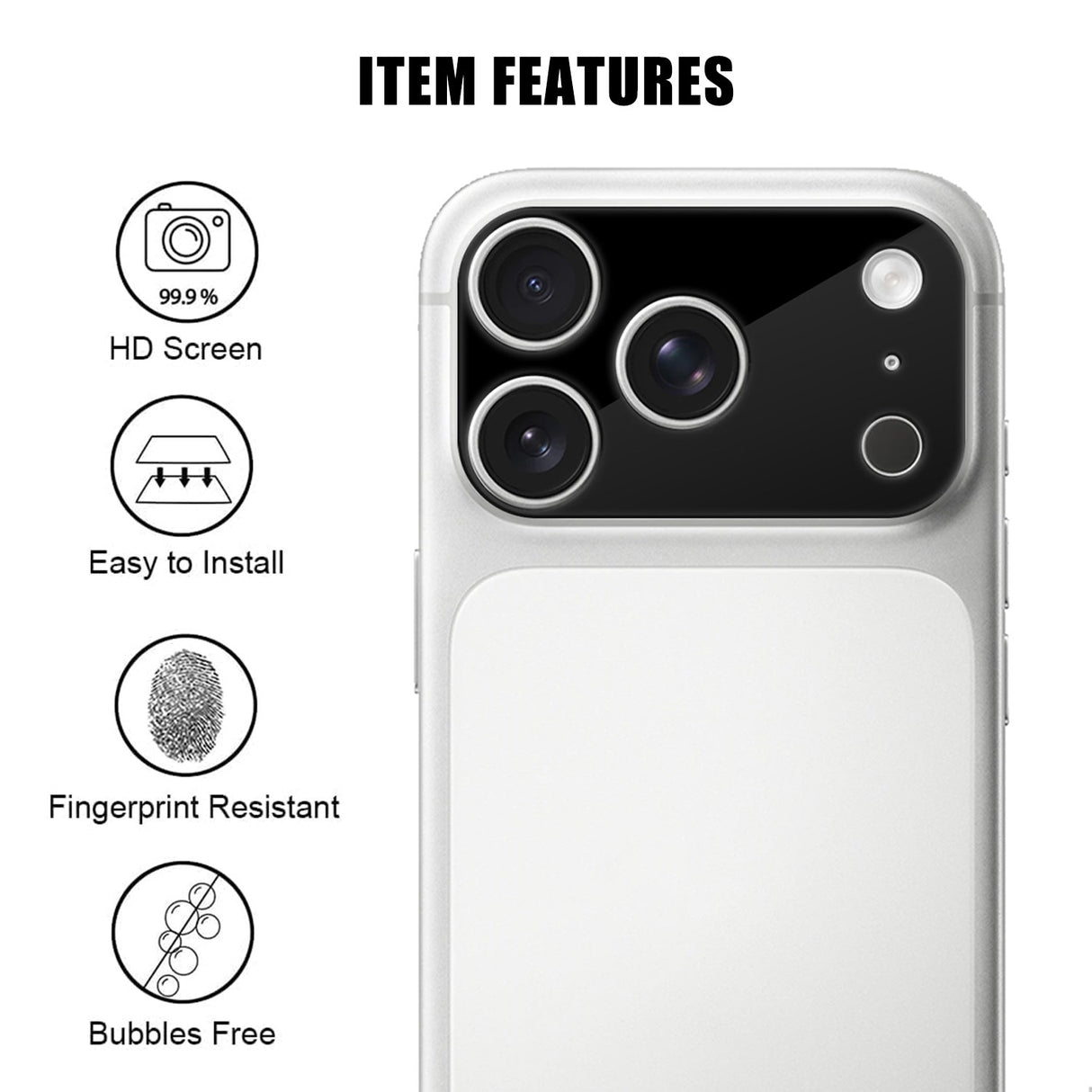 iPhone 18 Pro Herdet Kameralinse Beskyttende Glass - Svart