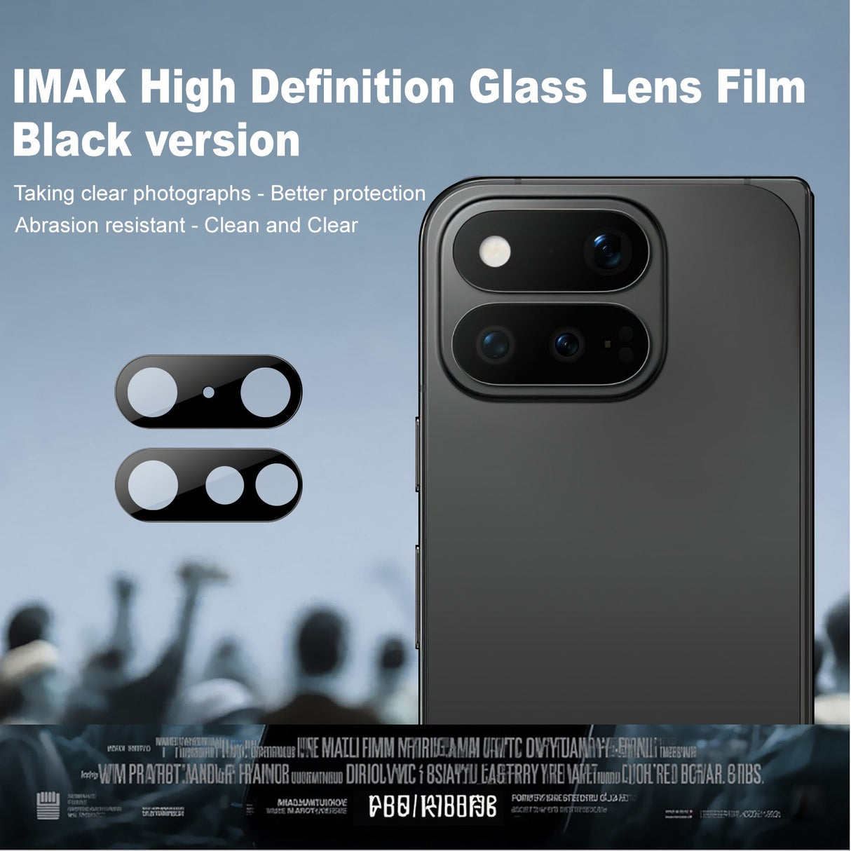 Google Pixel 11 Pro Fold IMAK Herdet Glass Kameralinsebeskytter – Svart