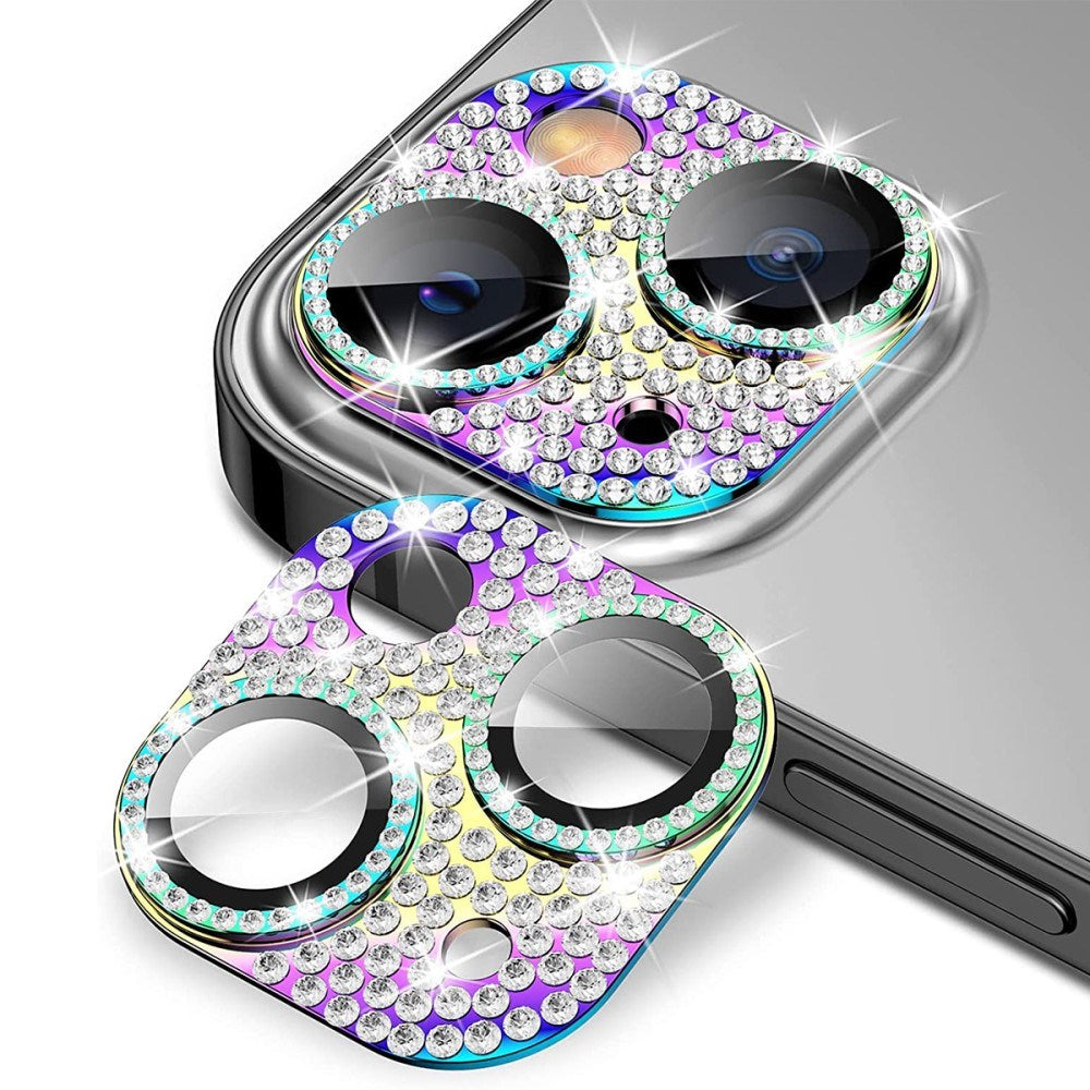 iPhone 13 / 13 Mini Enkay Glassbeskyttelse for Kameralinse m. Rhinstenen - Flerfarget