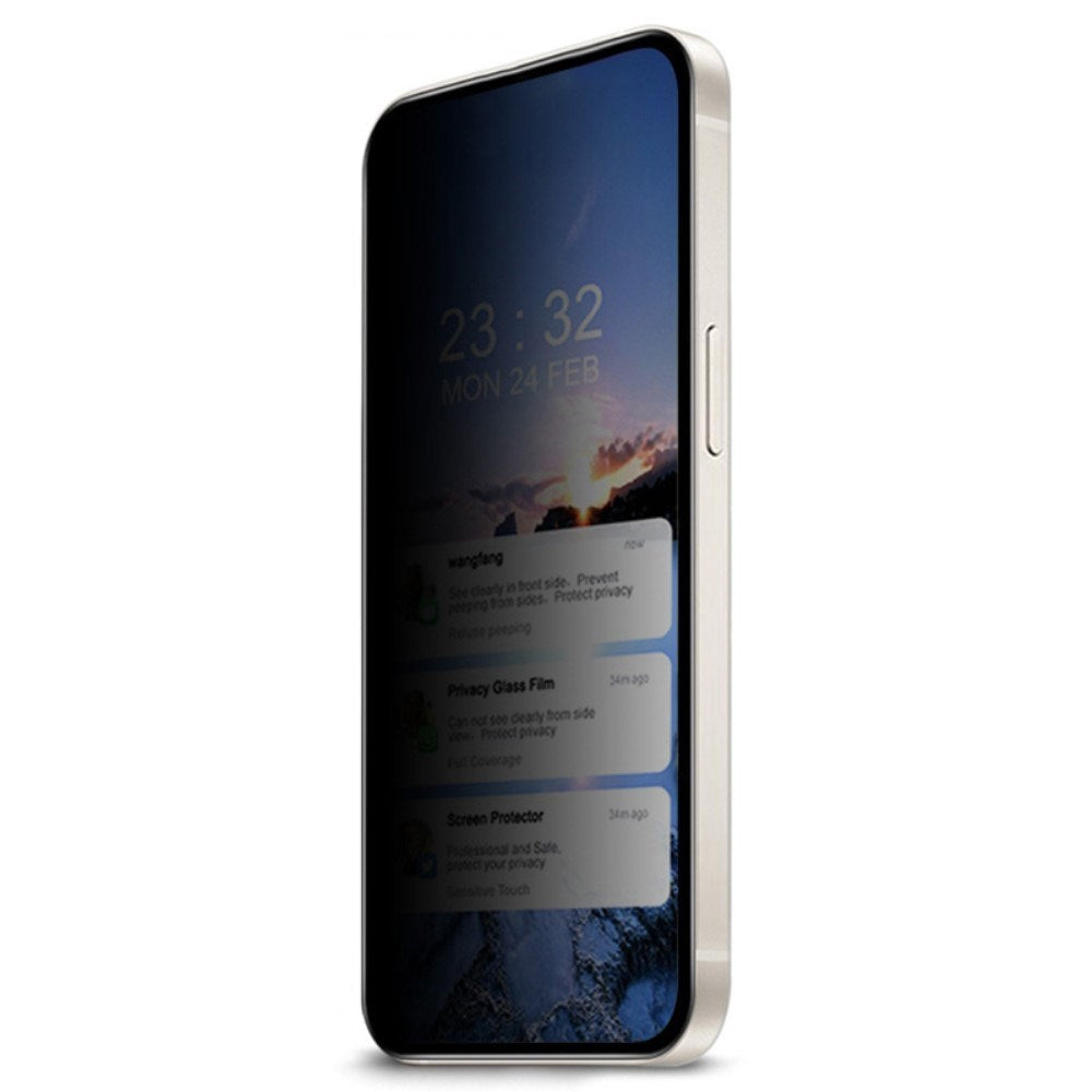 Google Pixel 9 / 9 Pro Skjermbeskytter i Herdet Glass m. Privacy - Full Fit - Gjennomsiktig / Svart