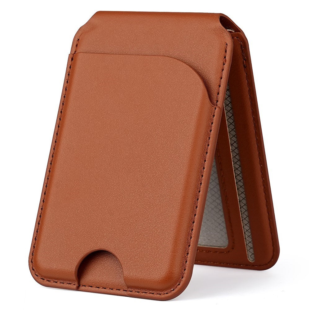 EIDERWOOD Magnetisk Kortholder for 3 Kort med Stativfunksjon - MagSafe Kompatibel - Brun
