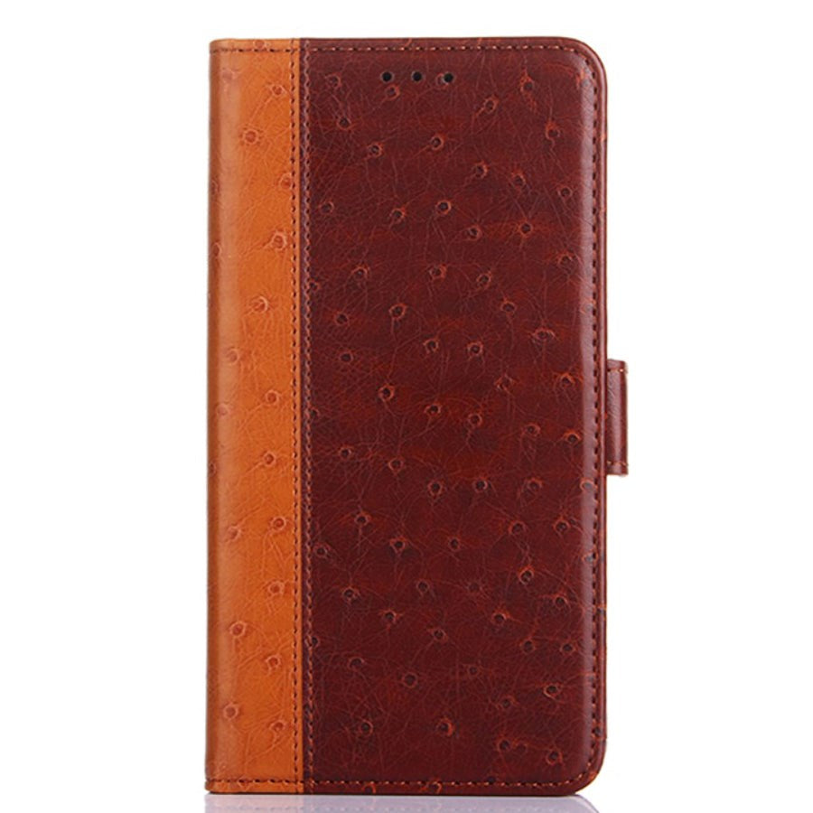 OnePlus Nord N10 5G Ostrich PU Skinndeksel m. Lommebok - Brun