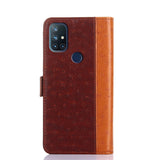 OnePlus Nord N10 5G Ostrich PU Skinndeksel m. Lommebok - Brun