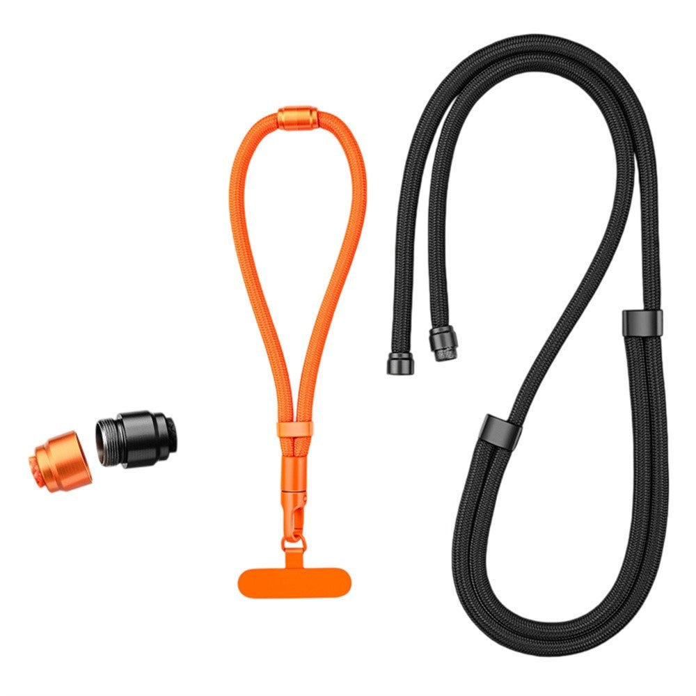 3-i-1 Nylonstropp til Mobil - 150cm / 50cm - Svart / Oransje