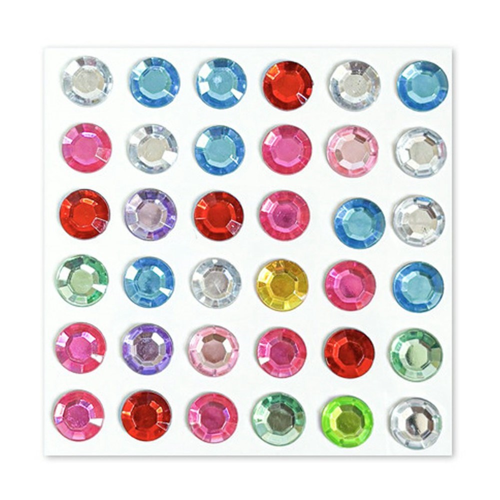 Flerfargede Selvklebende Krystall 3D Stickers - 36 stk - Runde