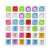 Flerfargede Selvklebende Krystall 3D Stickers - 36 stk - Firkantede