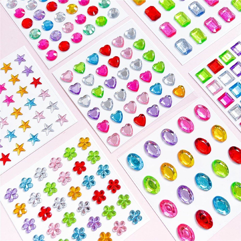 Flerfargede Selvklebende Krystall 3D Stickers - 36 stk - Stjerner