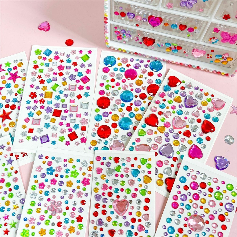 Flerfargede Selvklebende Krystall 3D Stickers - 65 stk - Ovale