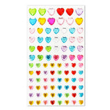 Flerfargede Selvklebende Krystall 3D Stickers - 88 stk - Hjerter