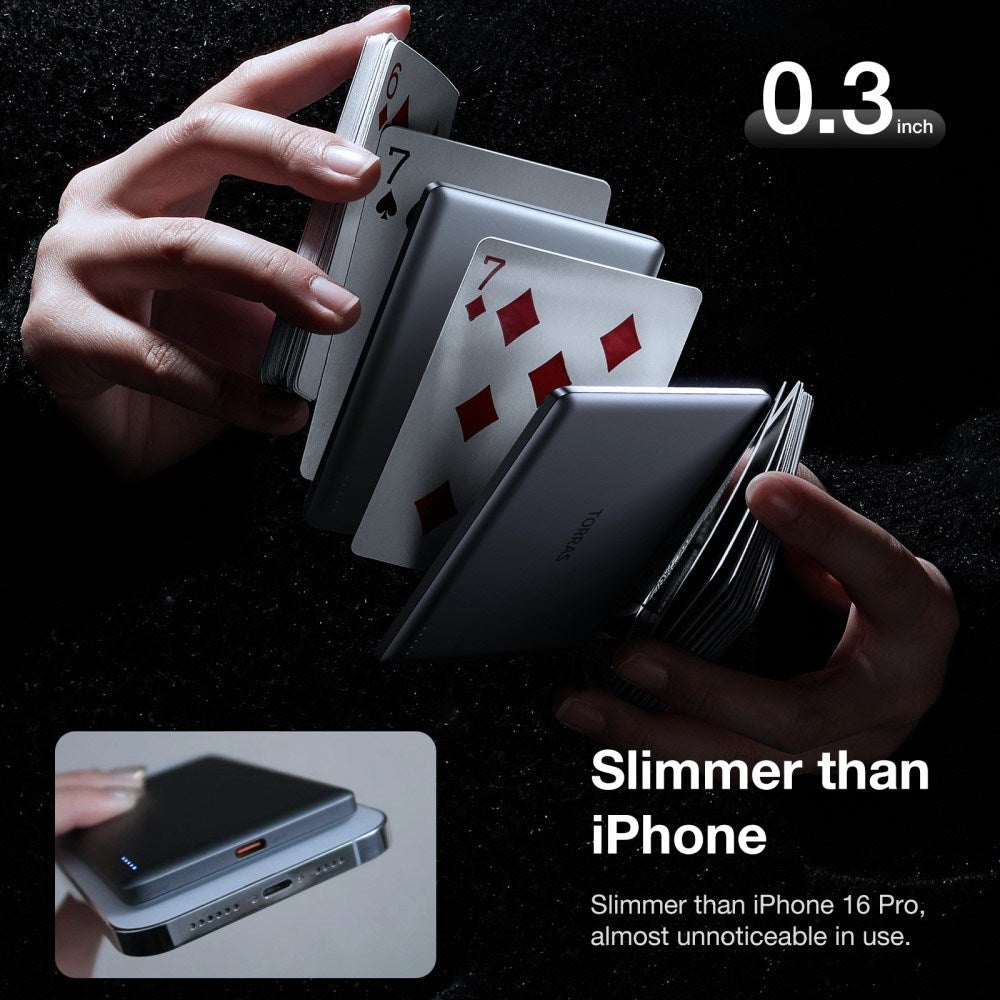 TORRAS MiniMag Powerbank 5000 mAh - Magnetisk - Grå