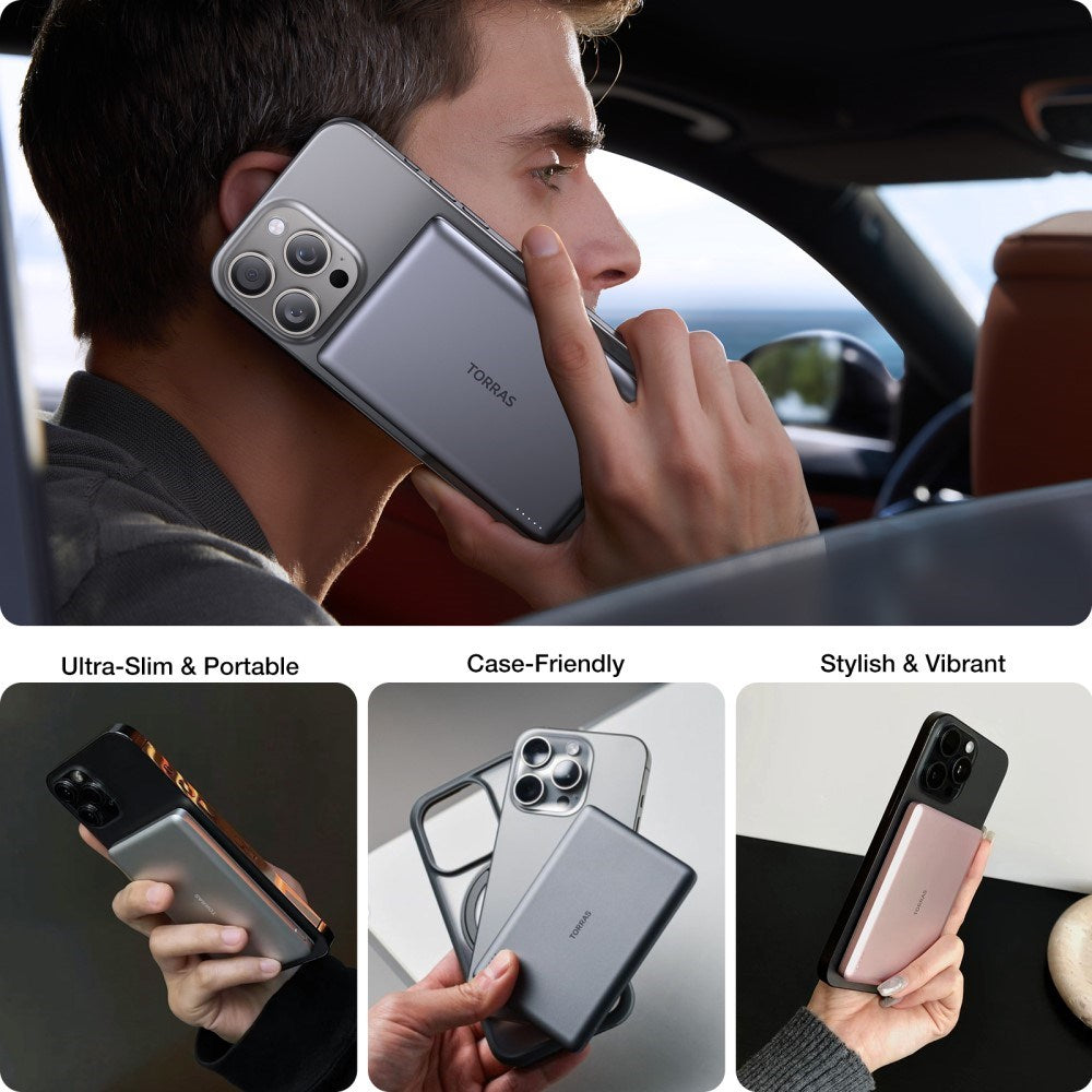 TORRAS MiniMag Powerbank 5000 mAh - Magnetisk - Grå