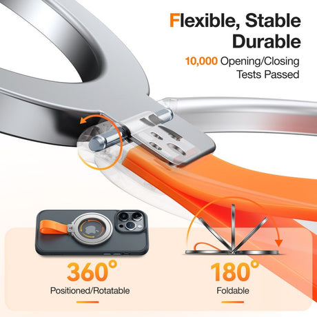 TORRAS Metall Ringholder & Støtte - MagSafe Kompatibel - Sølv / Oransje