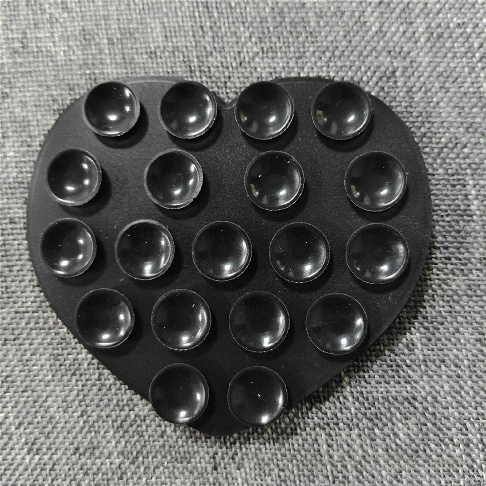 Hjerteformet Silikon Sugekopp Mobiltelefonholder - Svart