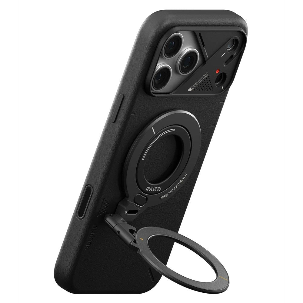 AULUMU 2-i-1 Magnetisk Fingerring / Mobilstativ - 360° Roterbar - MagSafe Kompatibel - Svart