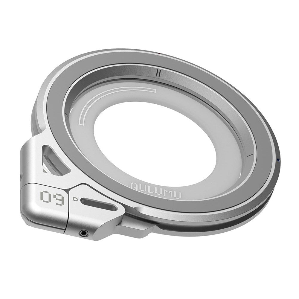 AULUMU 2-i-1 Magnetisk Fingerring / Mobilstativ - 360° Roterbar - MagSafe Kompatibel - Sølv