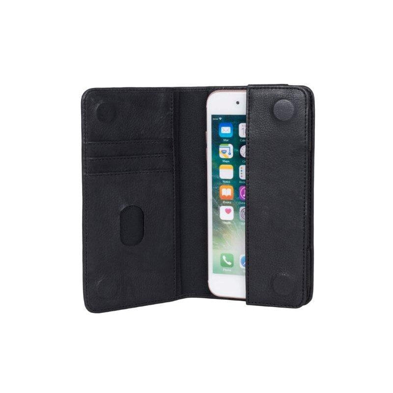 GEAR Buffalo Wallet Universal Ekte Skinnetui med Lommebok Svart - (Maks. Mobil: 157 x 76 x 10 mm)