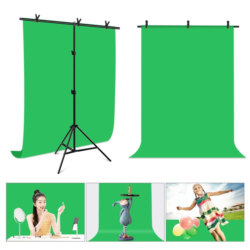 Fotobakgrunn med T-Stativ & Tilbehør - 1 x 2 m - Grønn