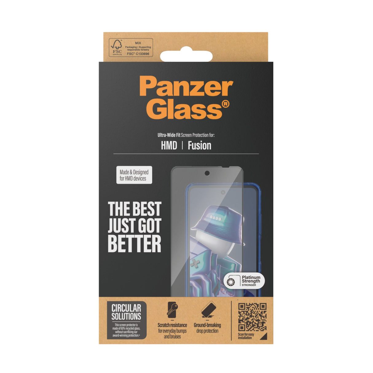 HMD Fusion - PanzerGlass Ultra-Wide Fit Skjermbeskyttelsesglass - Gjennomsiktig/Svart Kant