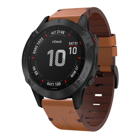 Universal Garmin 22mm QuickFit PU Skinnrem - Mørkbrun