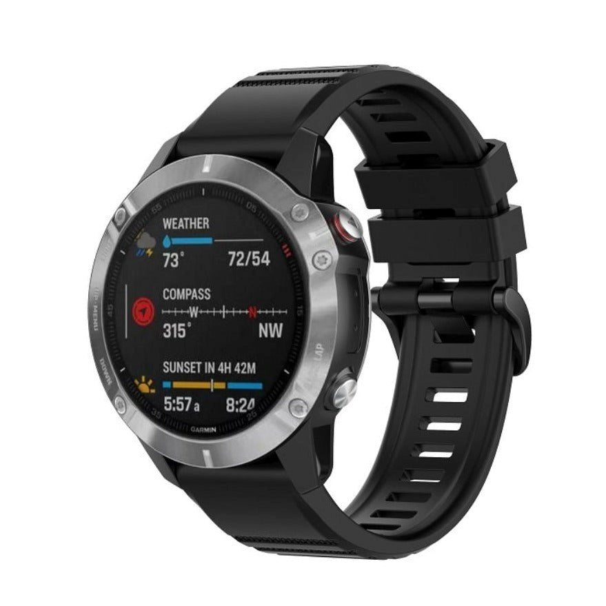 Universal Garmin 22mm QuickFit Rutete Silikon Reim - Svart