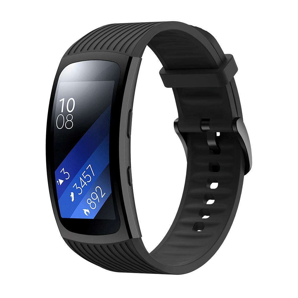 Samsung Galaxy Gear Fit2 Pro 18mm Stripete Silikon Reim - Svart